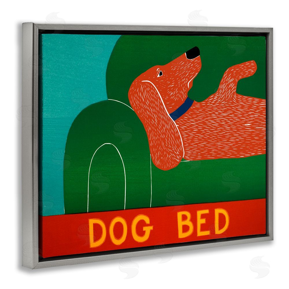 Stephen Huneck Dog Bed Couch Gray Floating Frame Canvas Wall Art Print