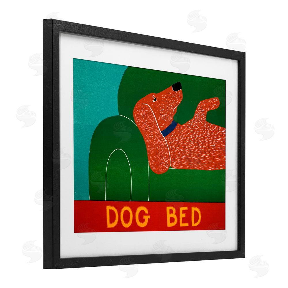 Stephen Huneck Dog Bed Couch Black Framed Print Under Glass Wall Art
