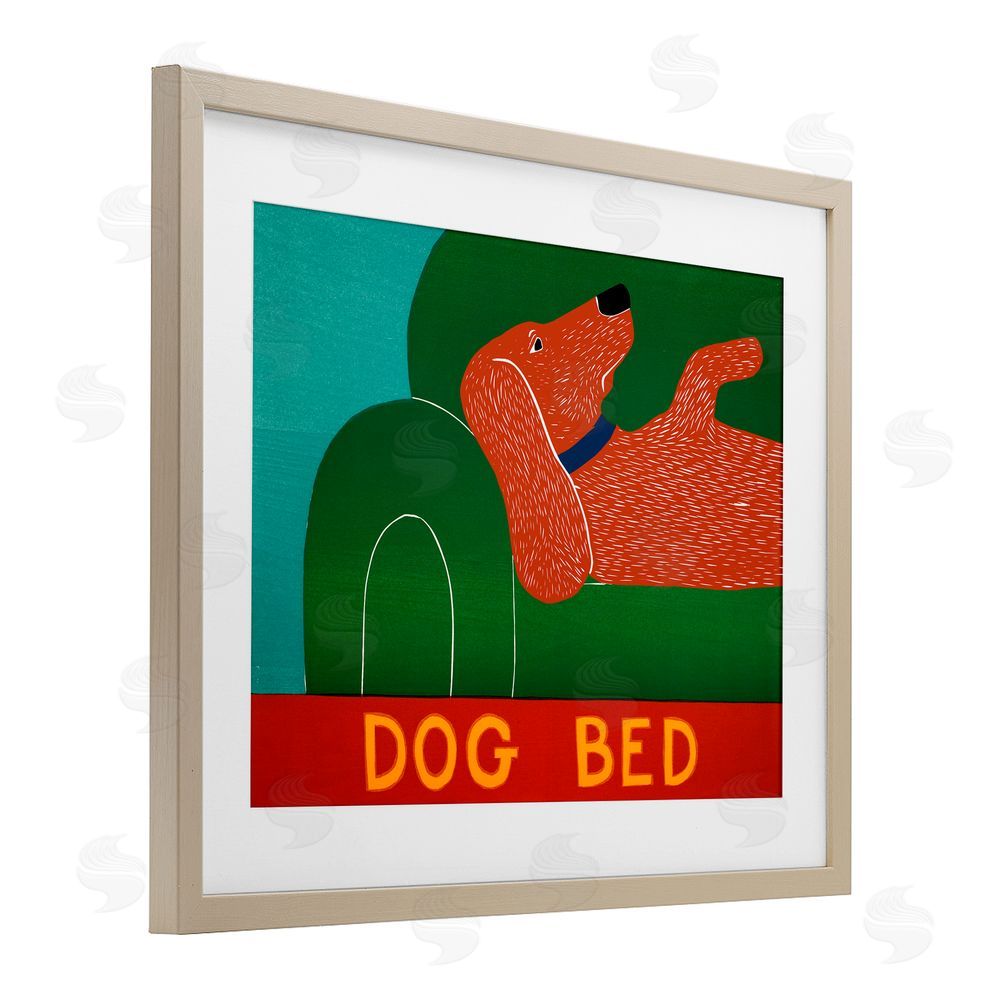 Stephen Huneck Dog Bed Couch Brown Framed Print Under Glass Wall Art