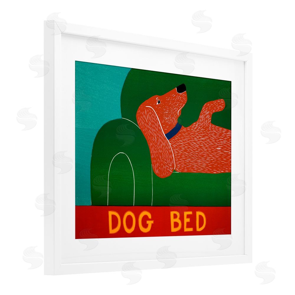 Stephen Huneck Dog Bed Couch White Framed Print Under Glass Wall Art