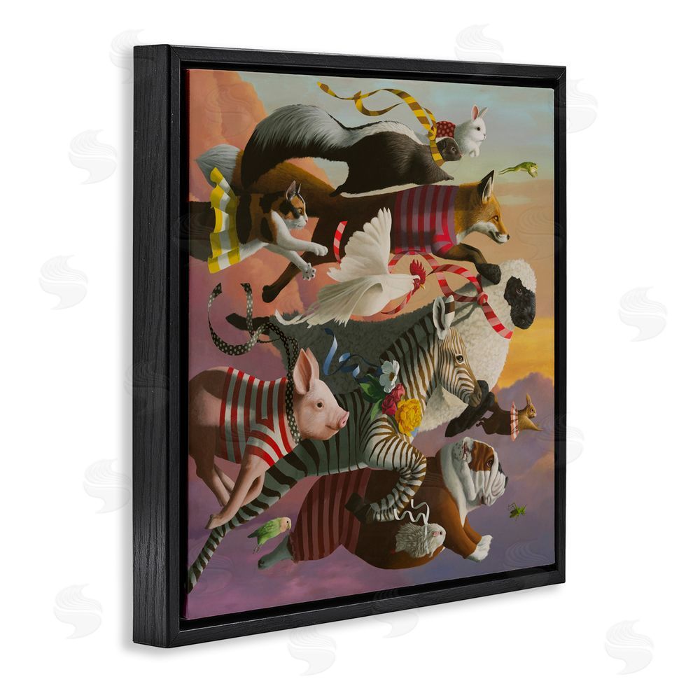 Heather Gauthier Thick As Thieves Animals Black Floating Frame Canvas Wall Art Print