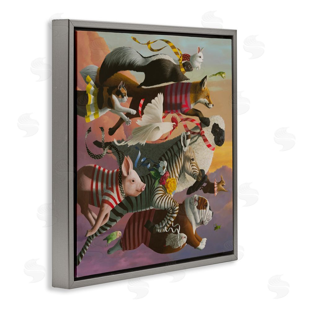 Heather Gauthier Thick As Thieves Animals Gray Floating Frame Canvas Wall Art Print