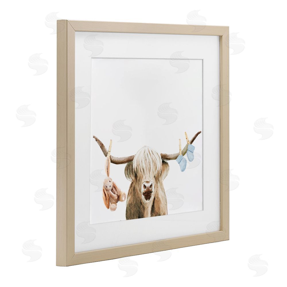 Ali Lynne Highland Cow Baby Boy Brown Framed Print Under Glass Wall Art