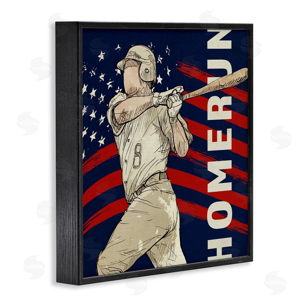 LightBoxJournal Patriotic Home Run Baseballer Black Framed Giclee Print Wall Art