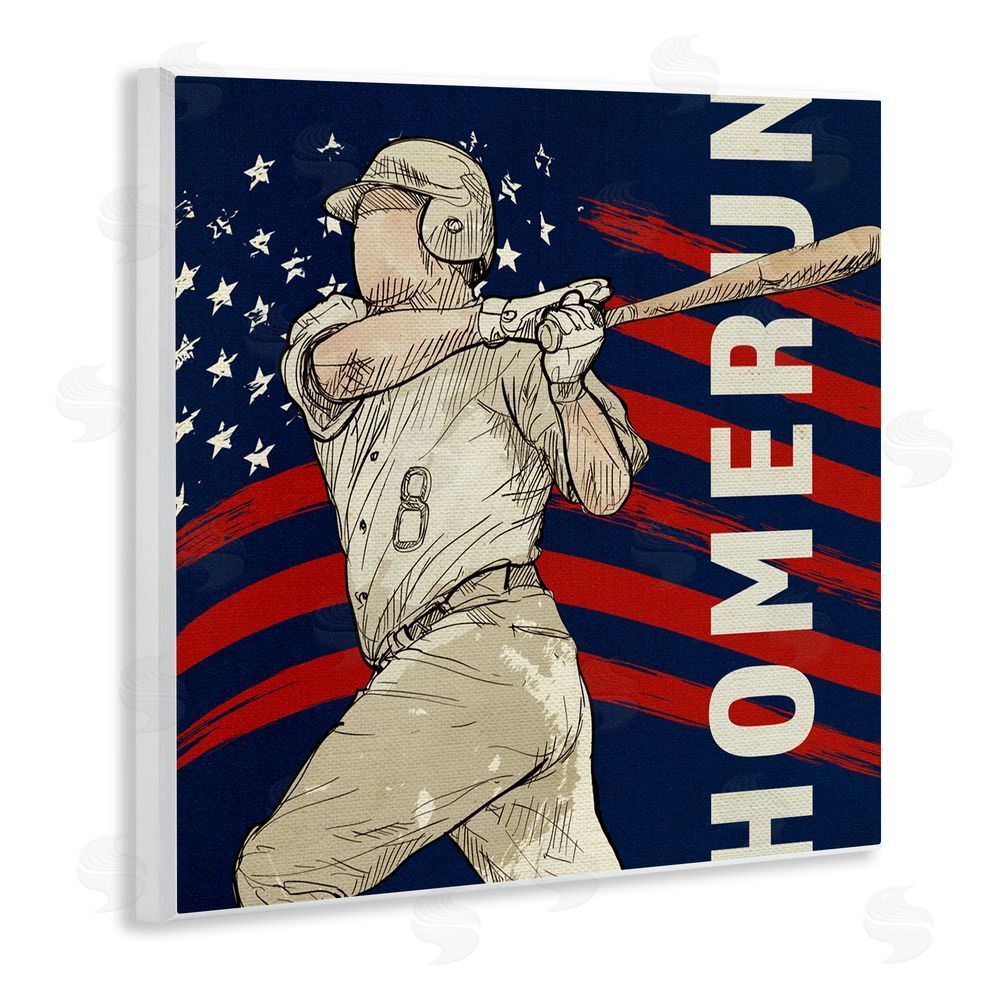 LightBoxJournal Patriotic Home Run Baseballer Wooden Wall Plaque Art Print