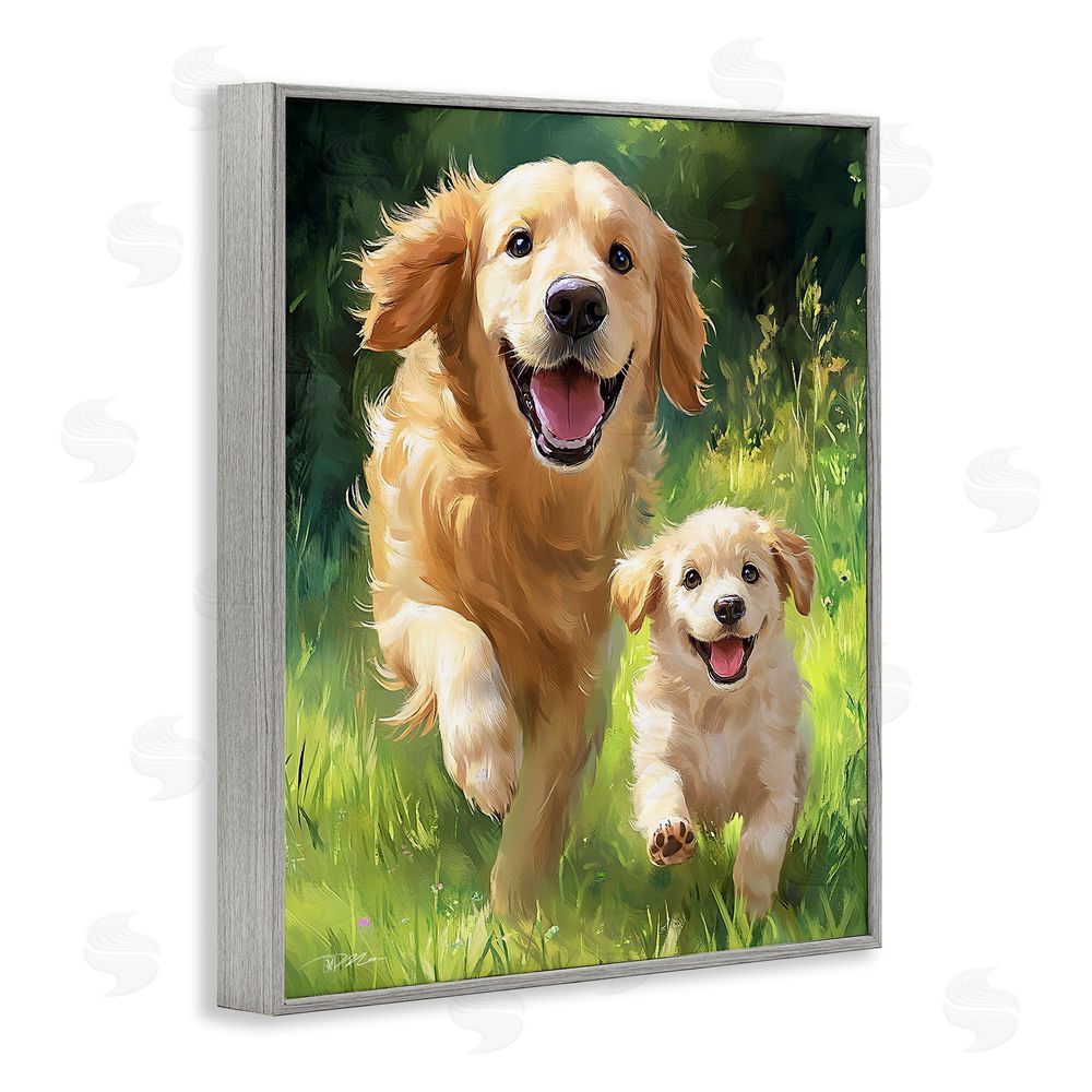 Momart Father & Son Labrador Gray Framed Giclee Print Wall Art