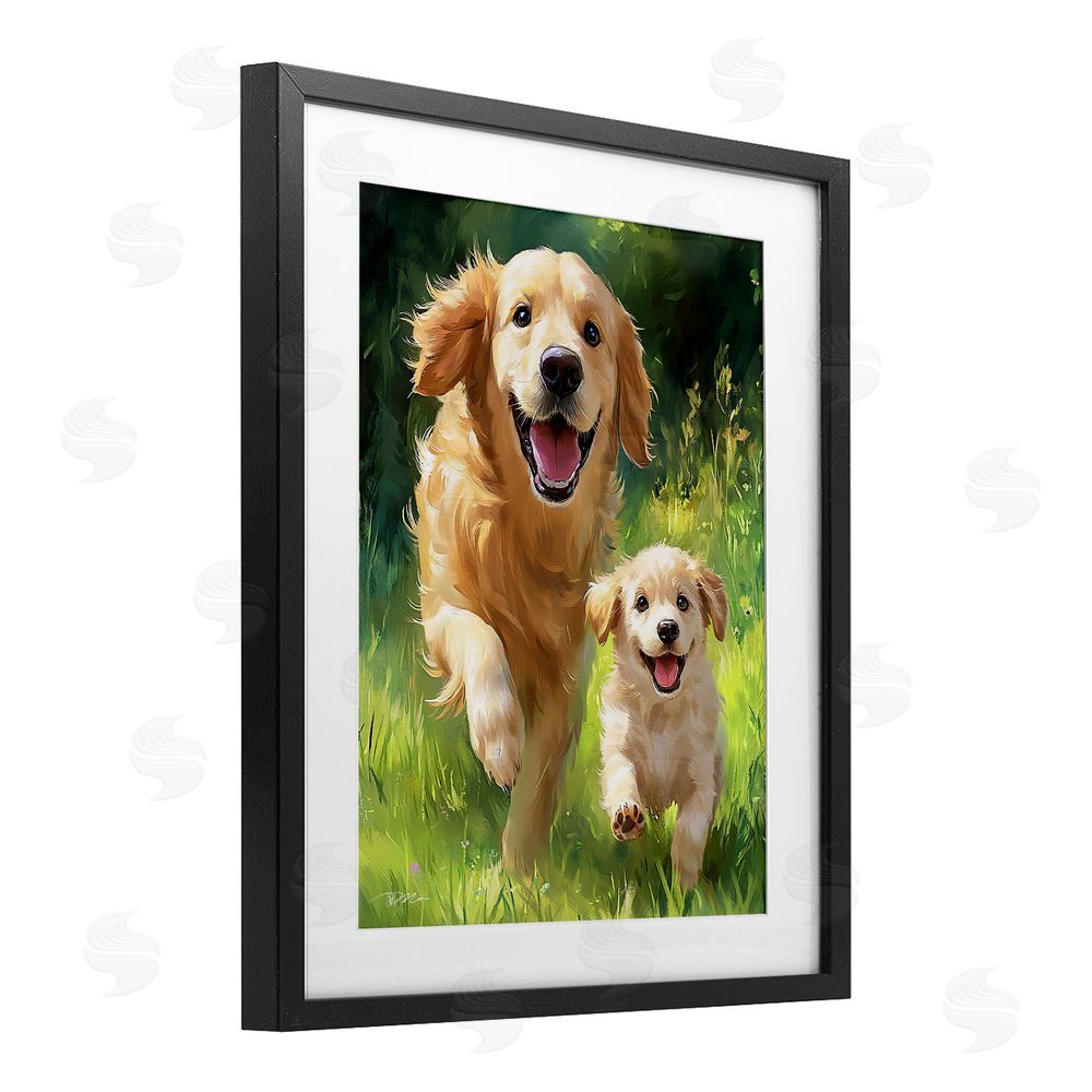 Momart Father & Son Labrador Black Framed Print Under Glass Wall Art