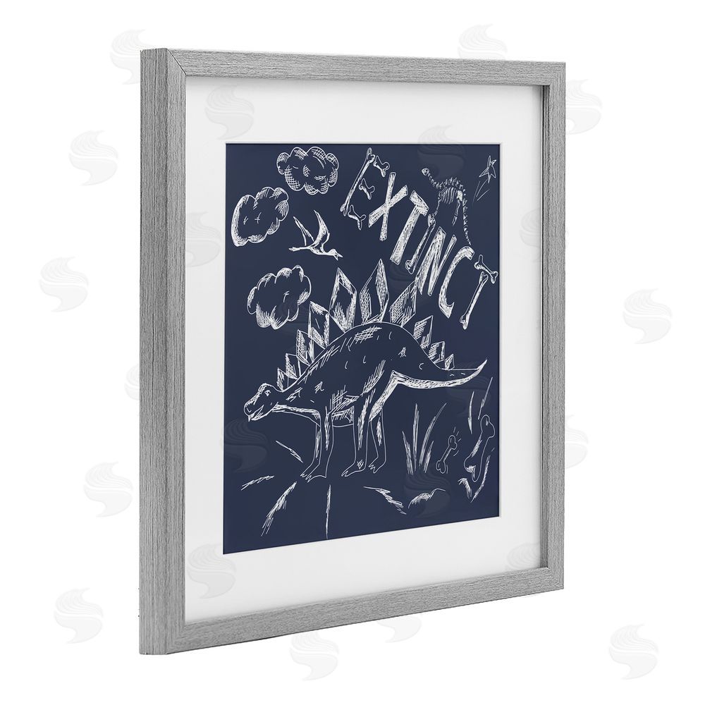 HUE and MI and Sangita Sketchy Extinct Dinosaur Gray Framed Print Under Glass Wall Art