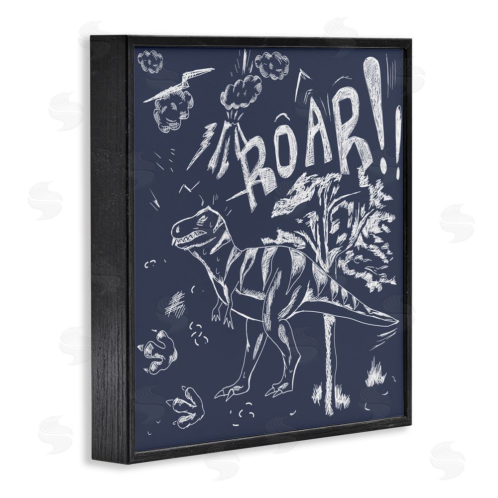 HUE and MI and Sangita Sketchy Roar Dinosaur Black Framed Giclee Print Wall Art