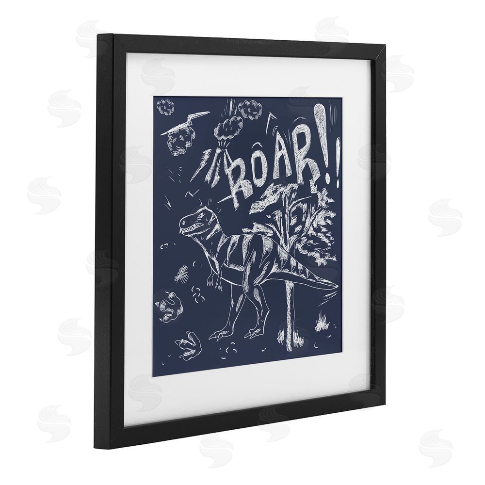 HUE and MI and Sangita Sketchy Roar Dinosaur Black Framed Print Under Glass Wall Art