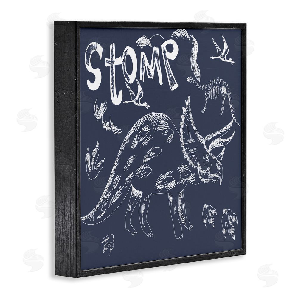 HUE and MI and Sangita Sketchy Stomp Dinosaur Black Framed Giclee Print Wall Art