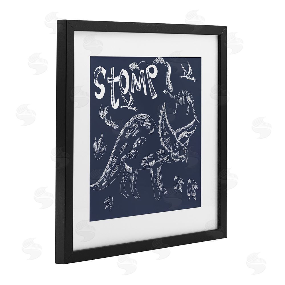 HUE and MI and Sangita Sketchy Stomp Dinosaur Black Framed Print Under Glass Wall Art