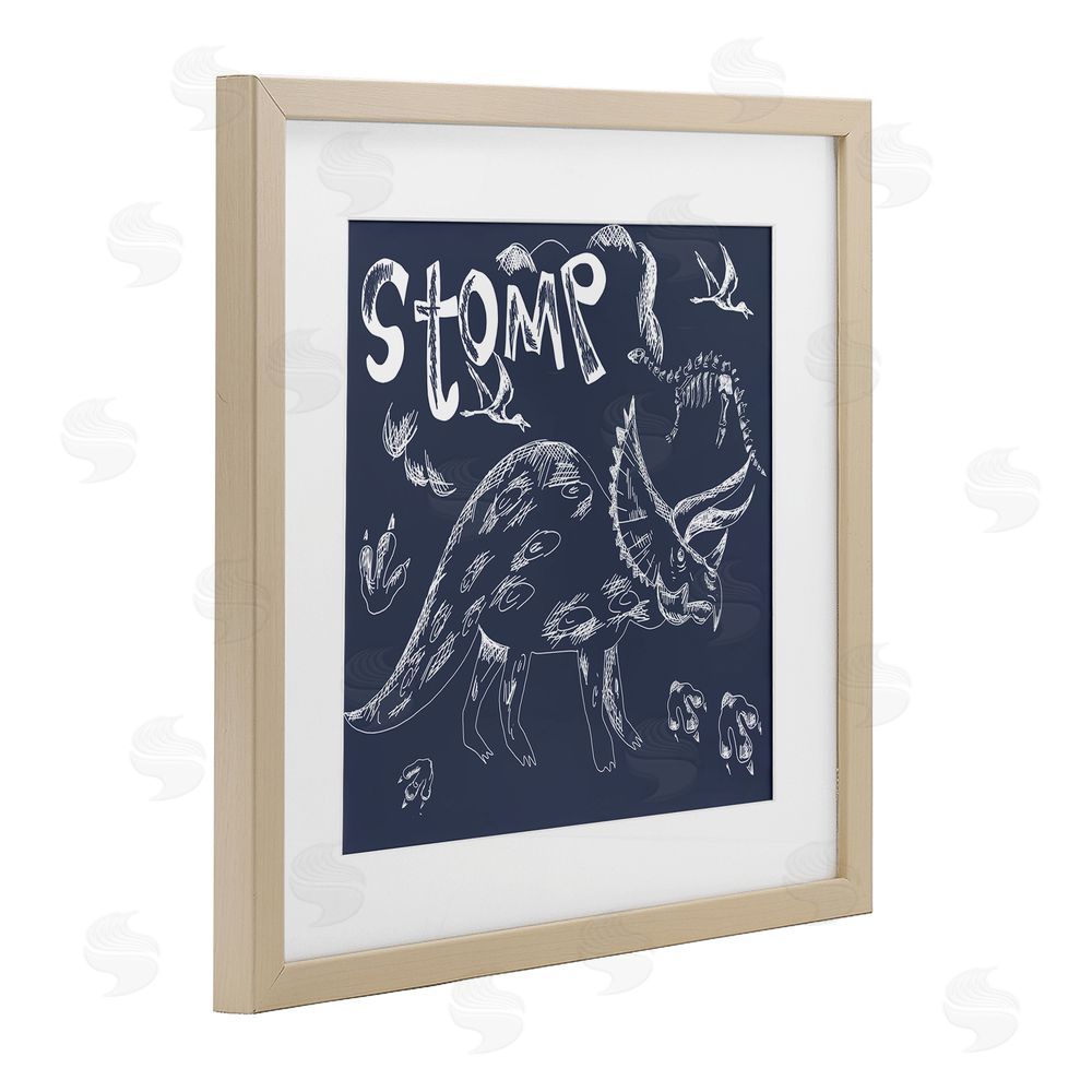 HUE and MI and Sangita Sketchy Stomp Dinosaur Brown Framed Print Under Glass Wall Art