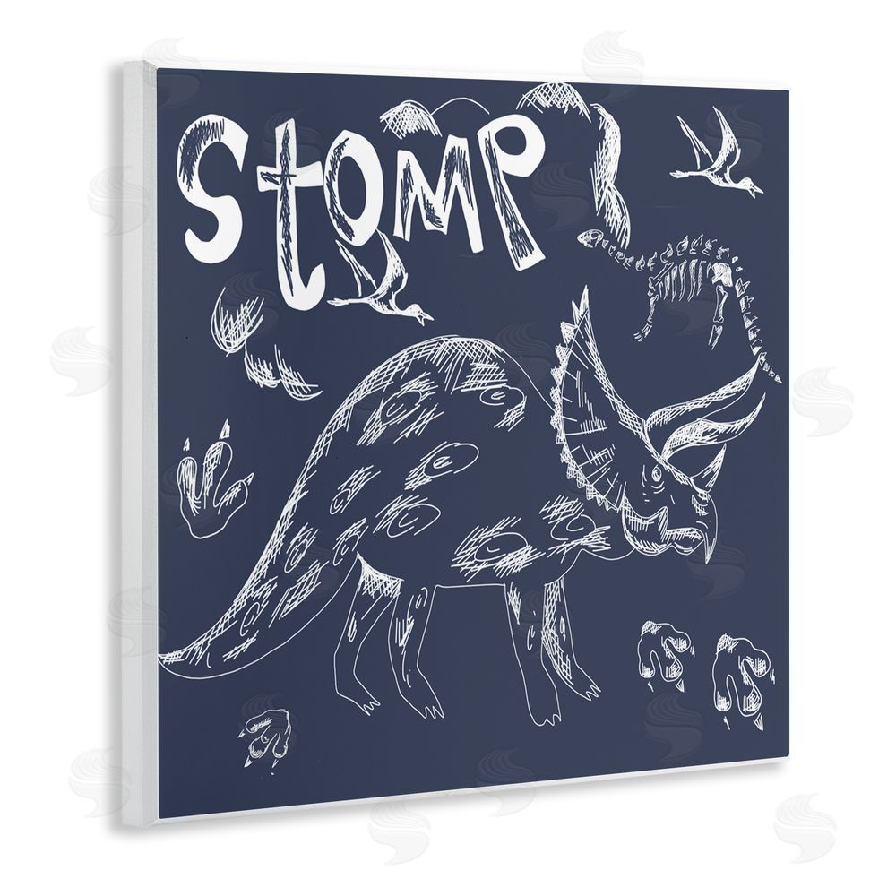 HUE and MI and Sangita Sketchy Stomp Dinosaur Wooden Wall Plaque Art Print