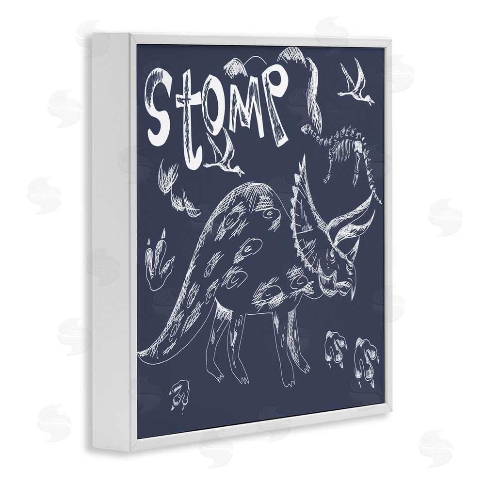 HUE and MI and Sangita Sketchy Stomp Dinosaur White Framed Giclee Print Wall Art