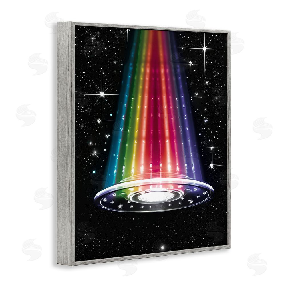 Sasha Rainbow Galaxy UFO Gray Framed Giclee Print Wall Art