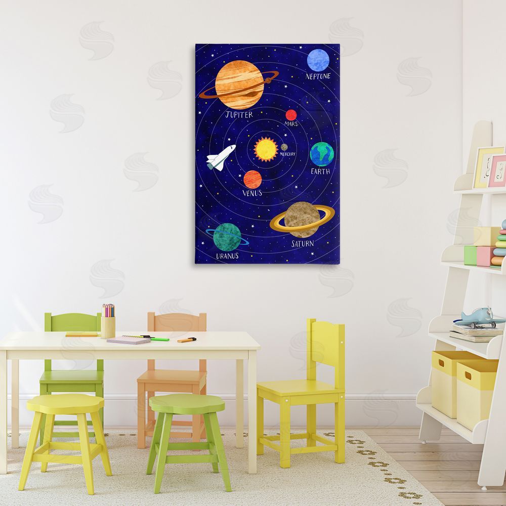 Elizabeth Caldwell Solar System Education Stretched Canvas Wall Art Print in Room