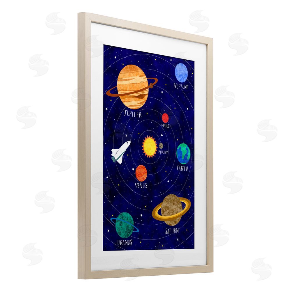 Elizabeth Caldwell Solar System Education Brown Framed Print Under Glass Wall Art