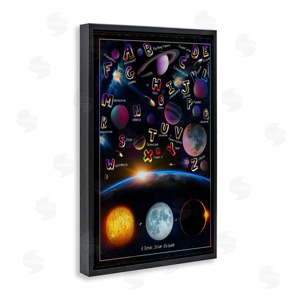 Ali Chris Educational Astronomy Alphabet Black Floating Frame Canvas Wall Art Print