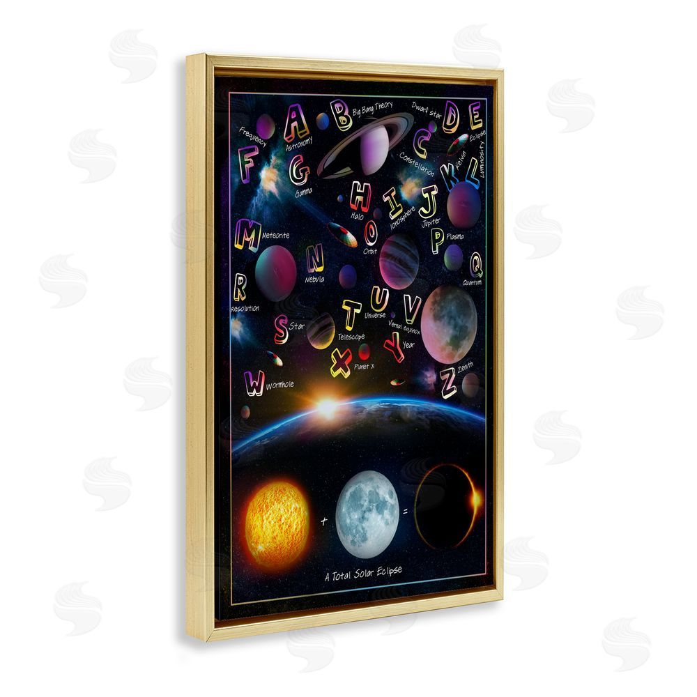 Ali Chris Educational Astronomy Alphabet Gold Floating Frame Canvas Wall Art Print