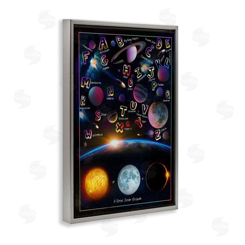 Ali Chris Educational Astronomy Alphabet Gray Floating Frame Canvas Wall Art Print