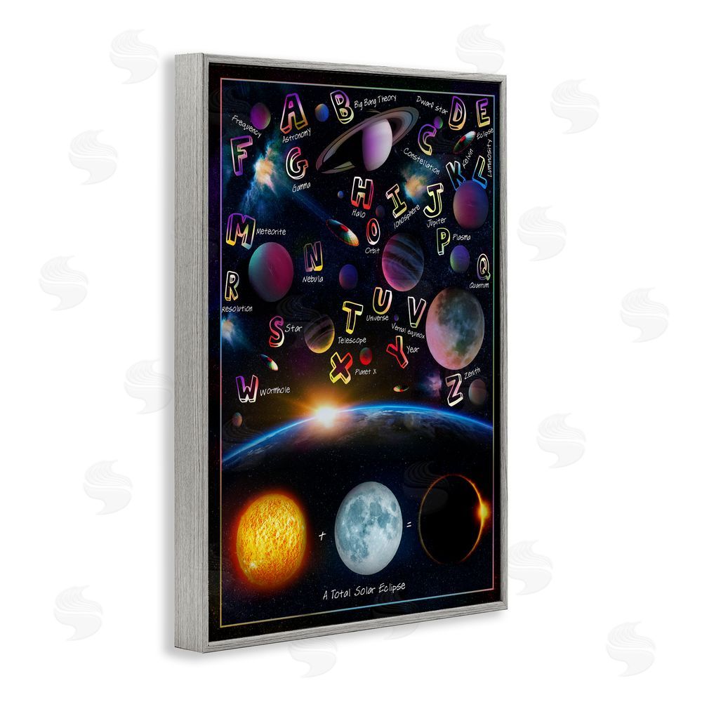 Ali Chris Educational Astronomy Alphabet Gray Framed Giclee Print Wall Art