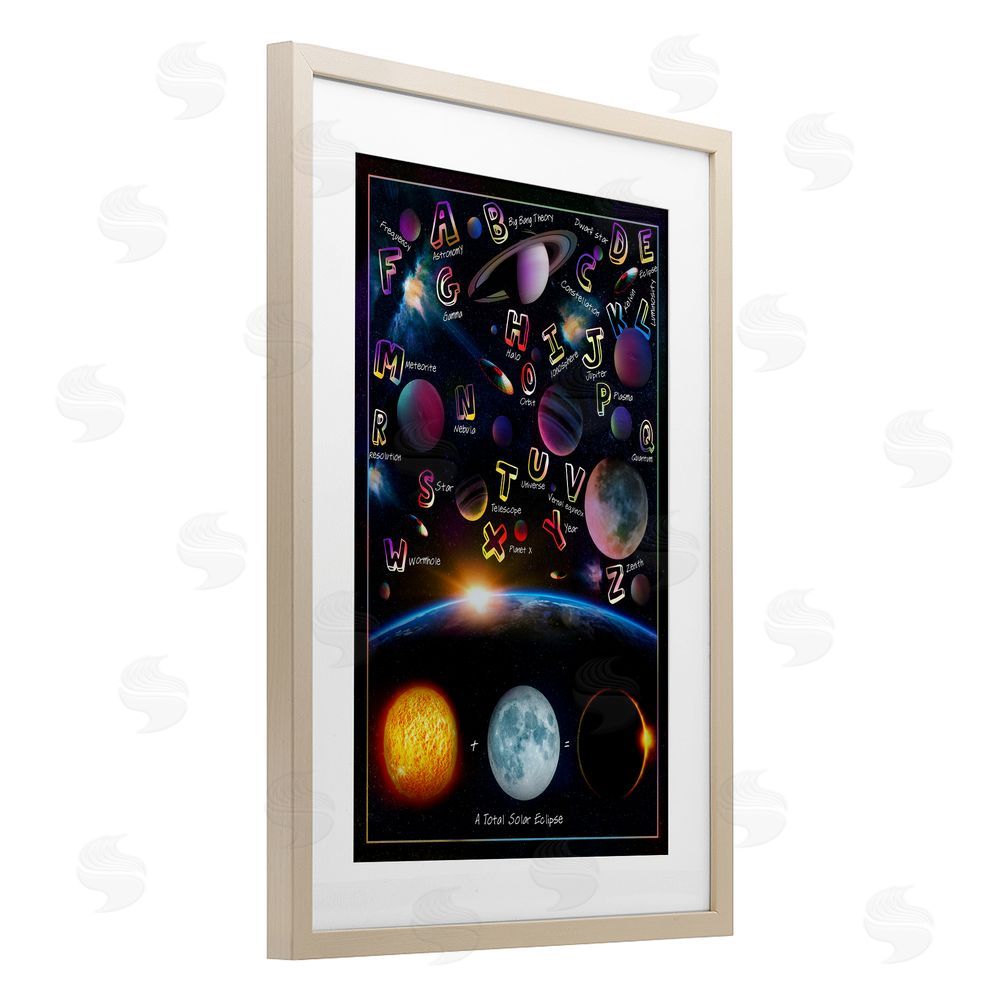 Ali Chris Educational Astronomy Alphabet Brown Framed Print Under Glass Wall Art