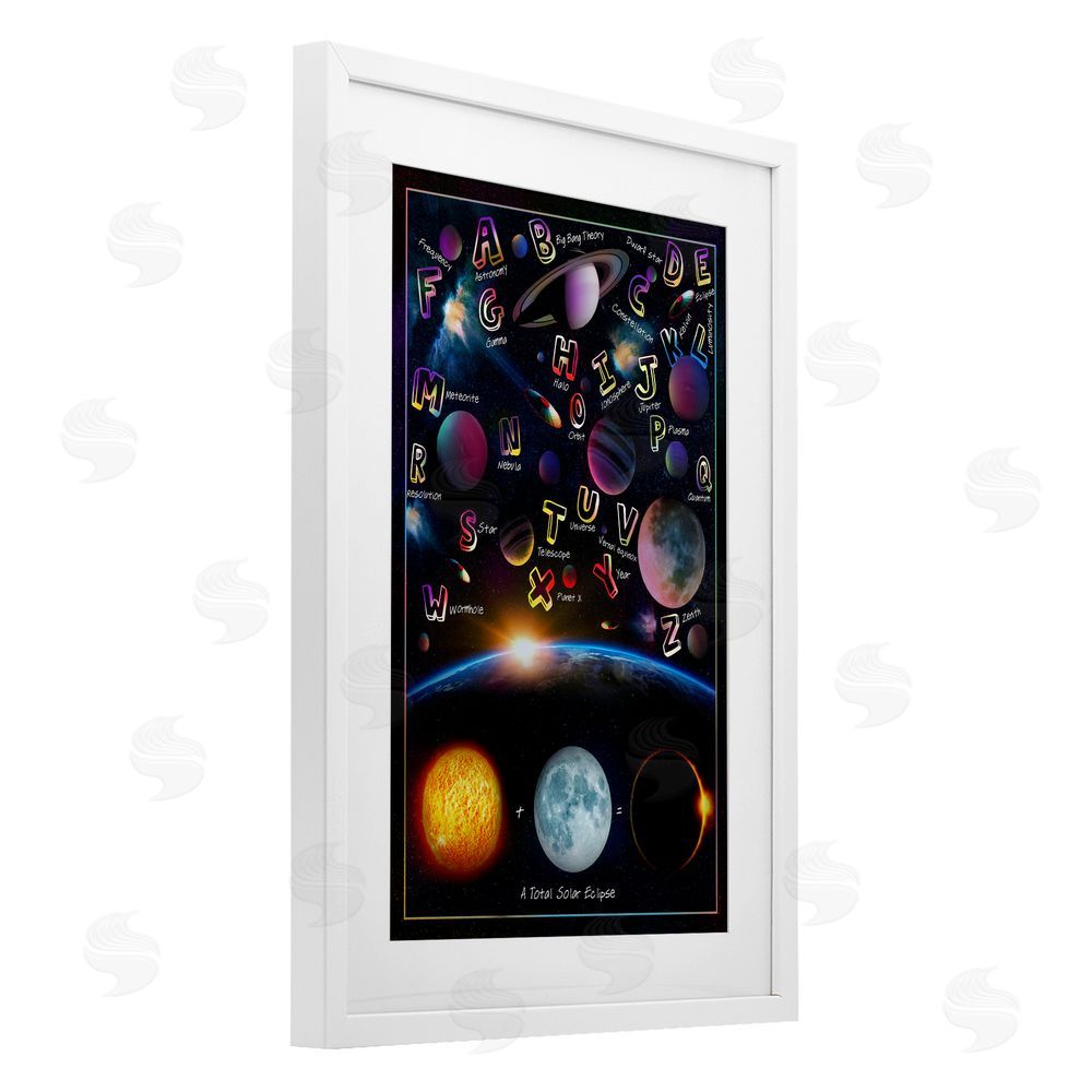 Ali Chris Educational Astronomy Alphabet White Framed Print Under Glass Wall Art