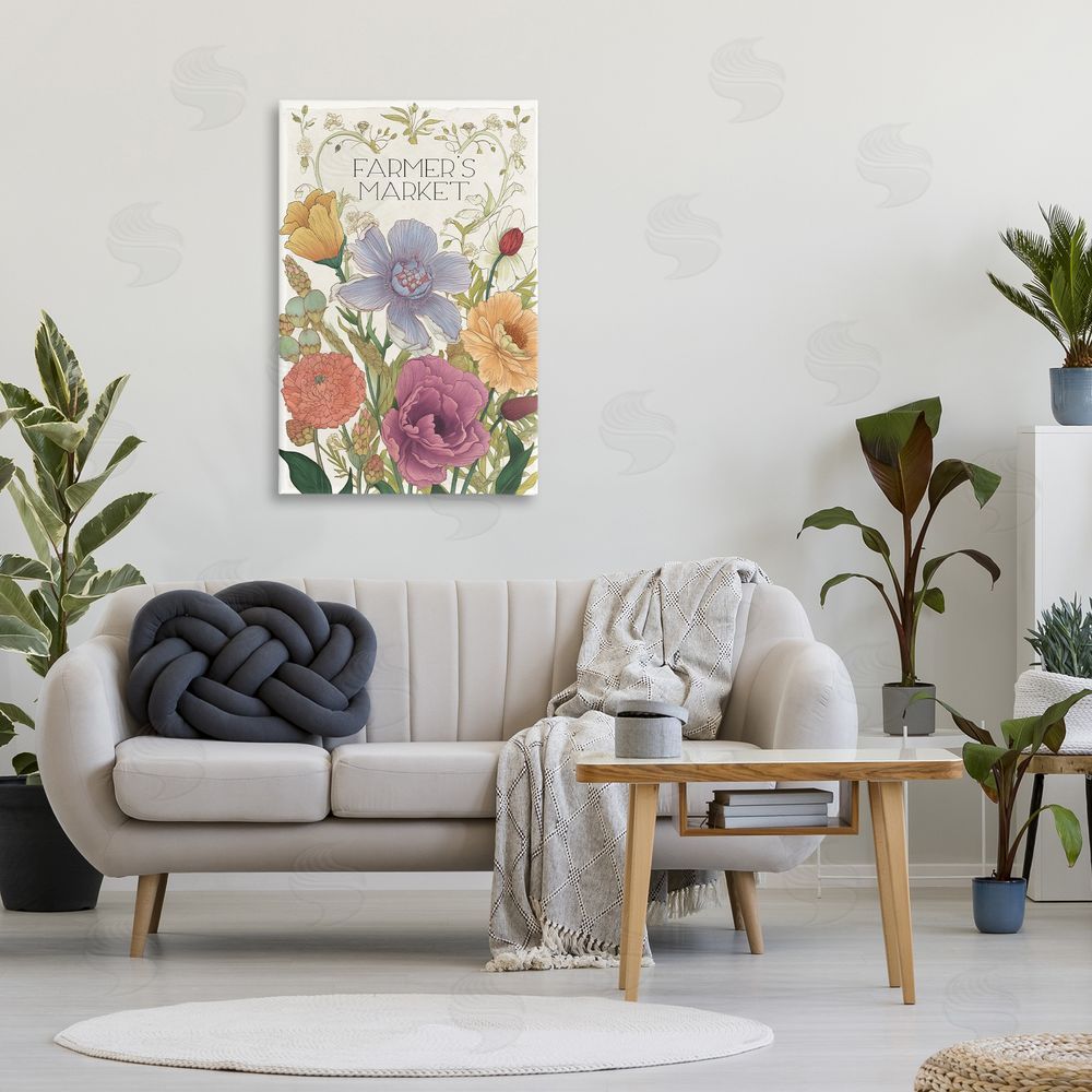 Sasha Vintage Farmer's Market Garden Stretched Canvas Wall Art Print in Room