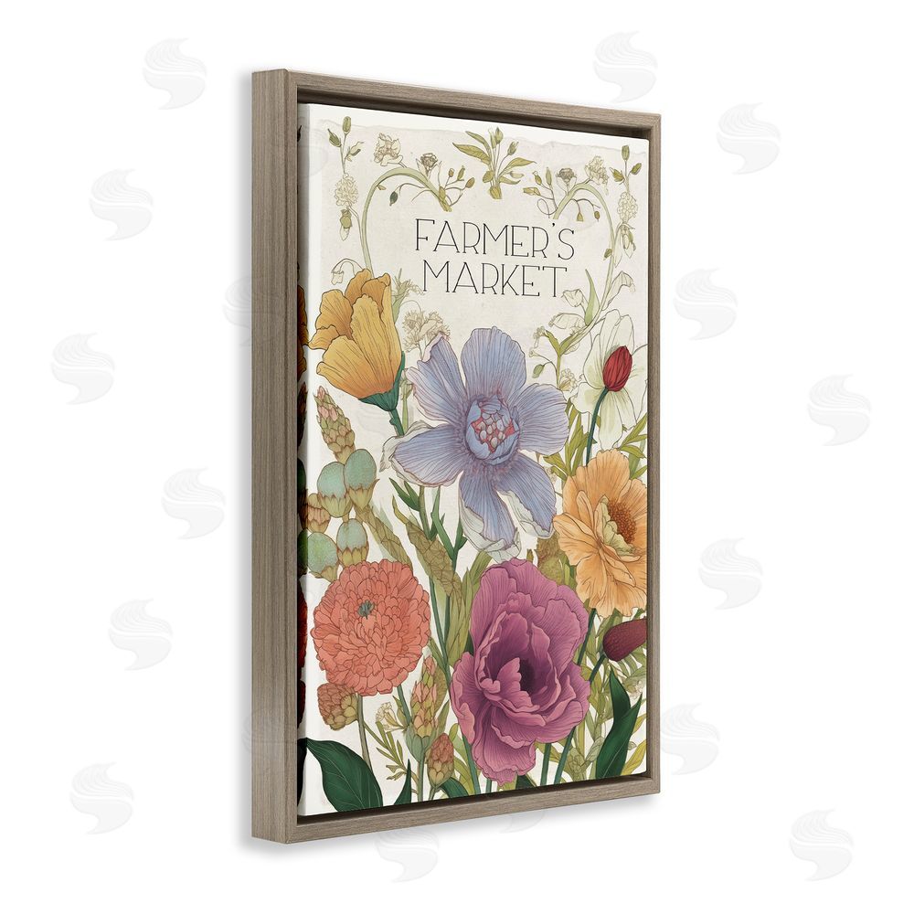 Sasha Vintage Farmer's Market Garden Brown Floating Frame Canvas Wall Art Print