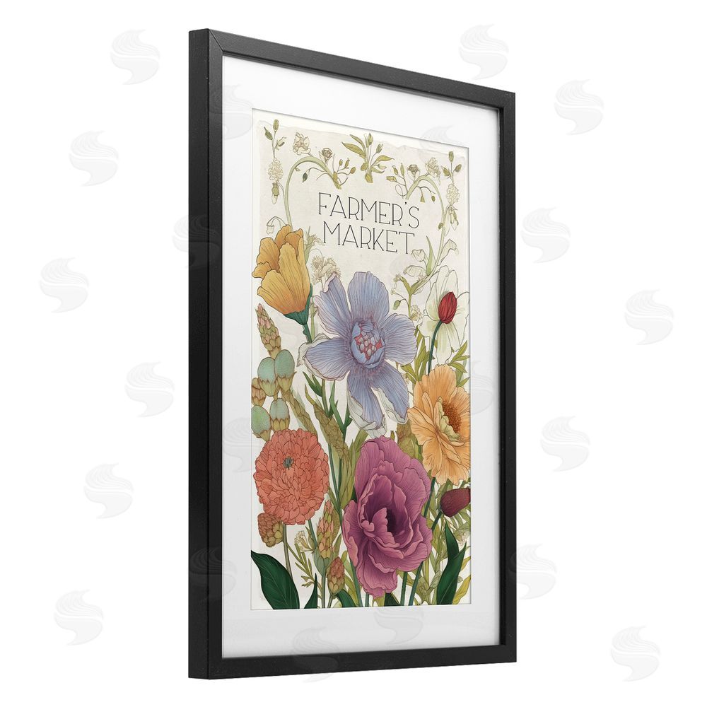 Sasha Vintage Farmer's Market Garden Black Framed Print Under Glass Wall Art