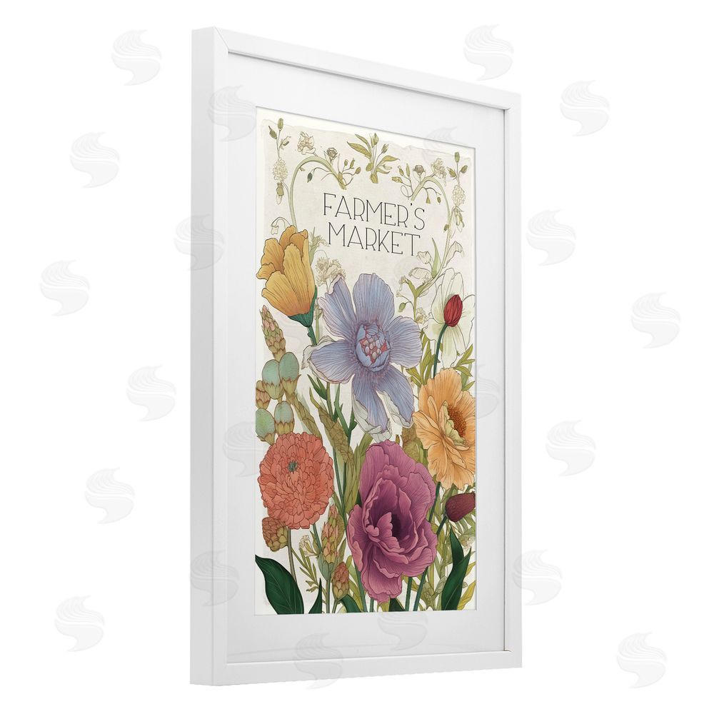 Sasha Vintage Farmer's Market Garden White Framed Print Under Glass Wall Art