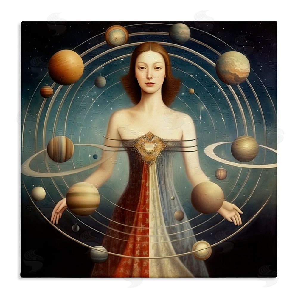 Sasha Galactic Orbits Woman Stretched Canvas Wall Art Print