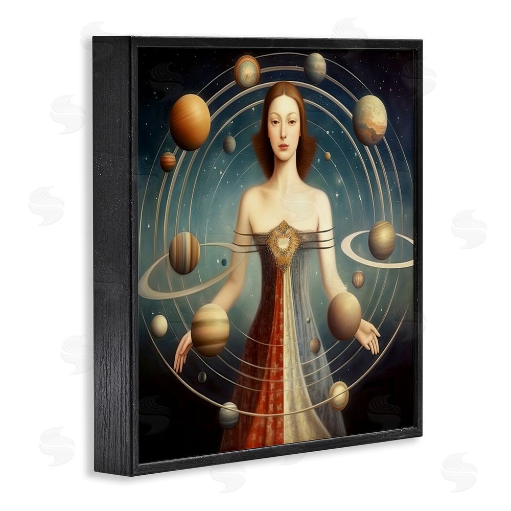 Sasha Galactic Orbits Woman Black Framed Giclee Print Wall Art