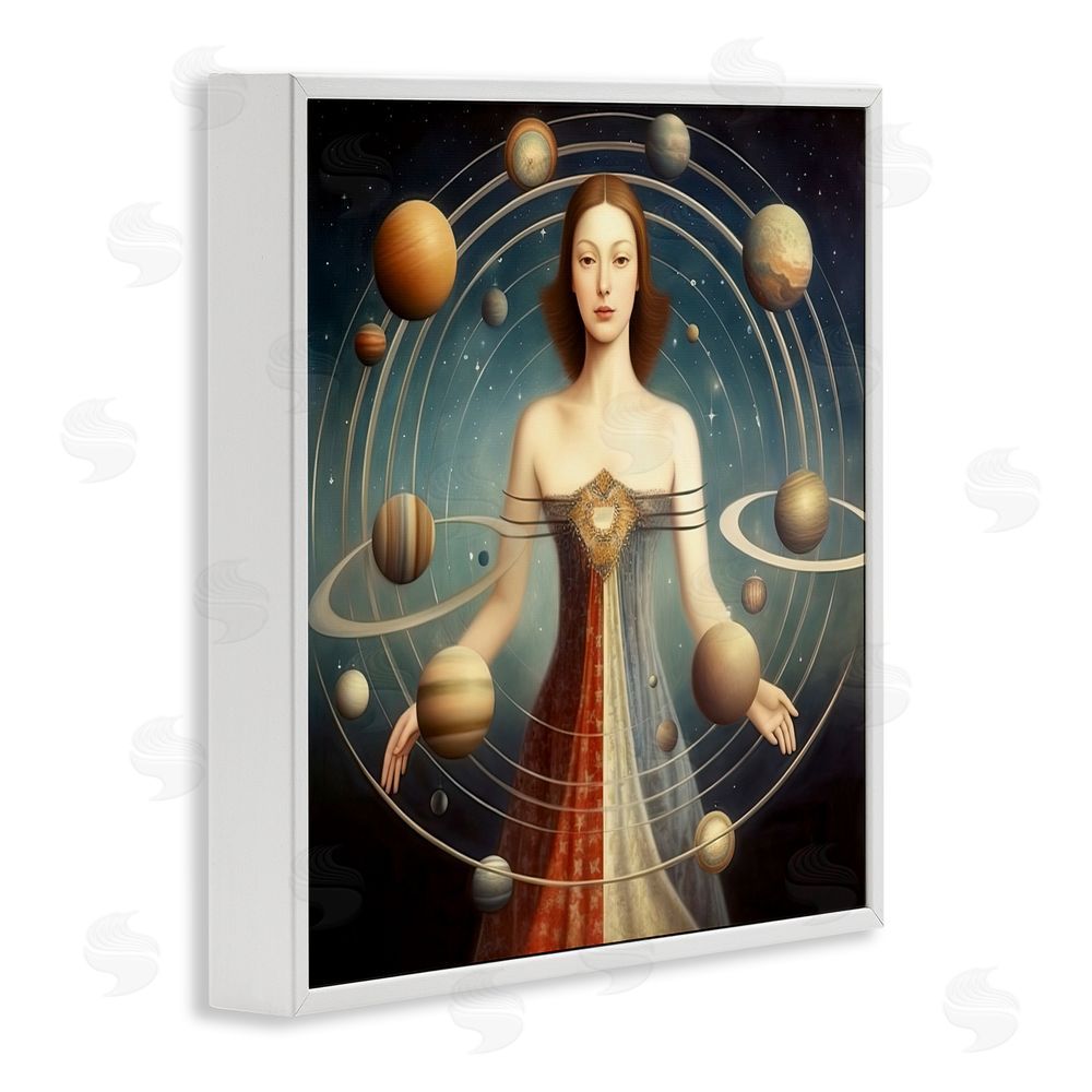 Sasha Galactic Orbits Woman White Framed Giclee Print Wall Art