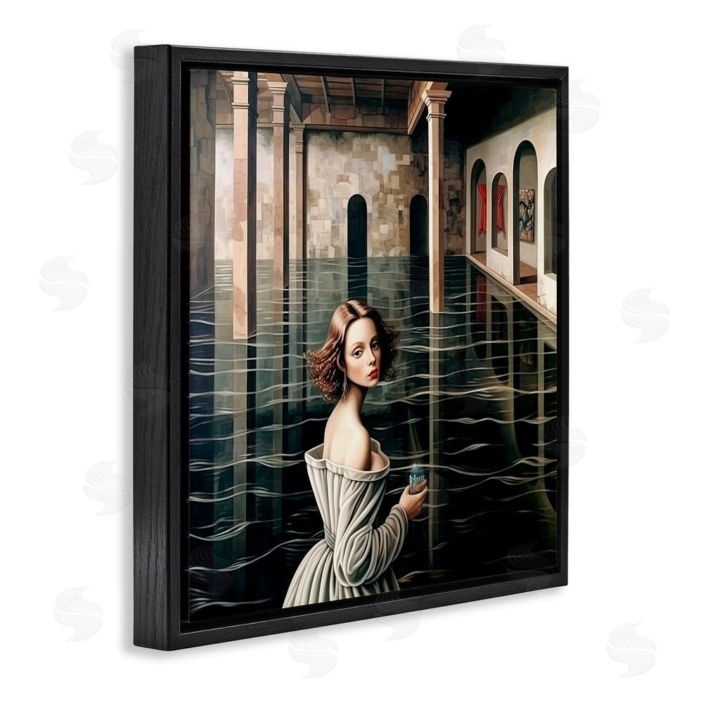 Sasha Portal Of Reflections Black Floating Frame Canvas Wall Art Print