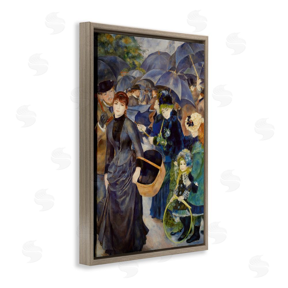 Masters Collection The Umbrellas Renoir Brown Floating Frame Canvas Wall Art Print