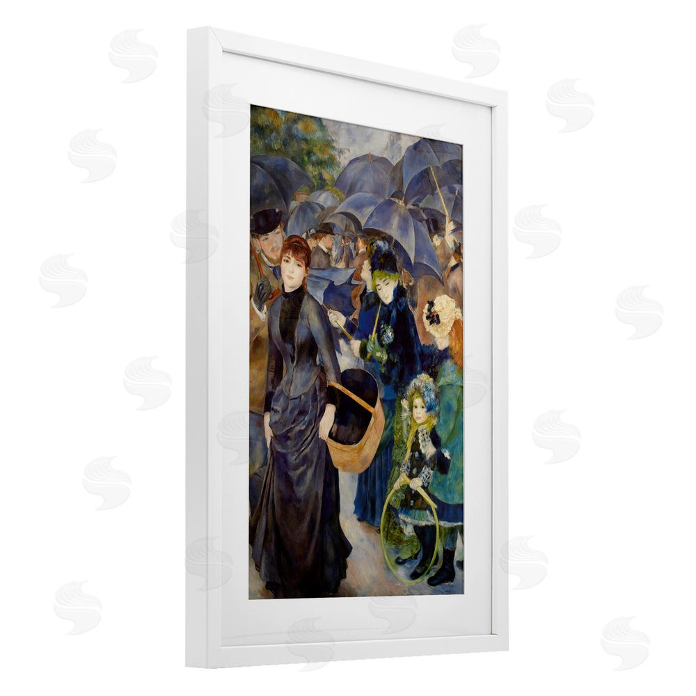 Masters Collection The Umbrellas Renoir White Framed Print Under Glass Wall Art