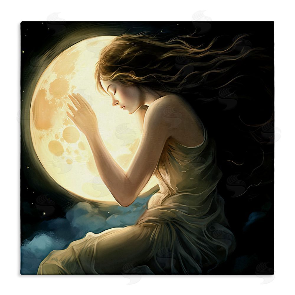 Sasha Ethereal Moon Love Stretched Canvas Wall Art Print