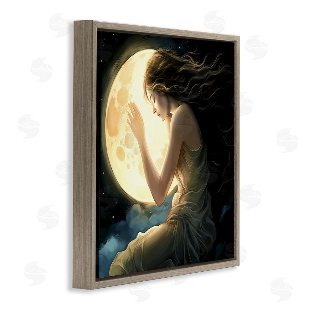 Sasha Ethereal Moon Love Brown Floating Frame Canvas Wall Art Print