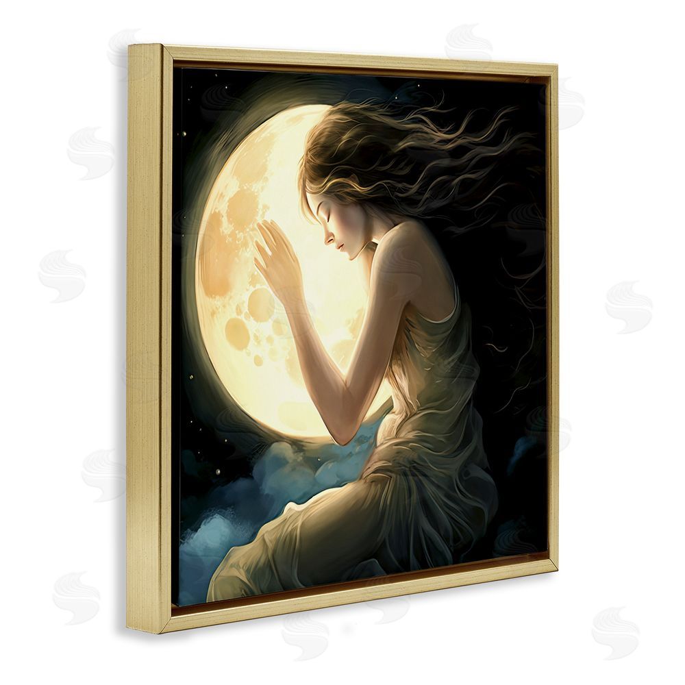 Sasha Ethereal Moon Love Gold Floating Frame Canvas Wall Art Print