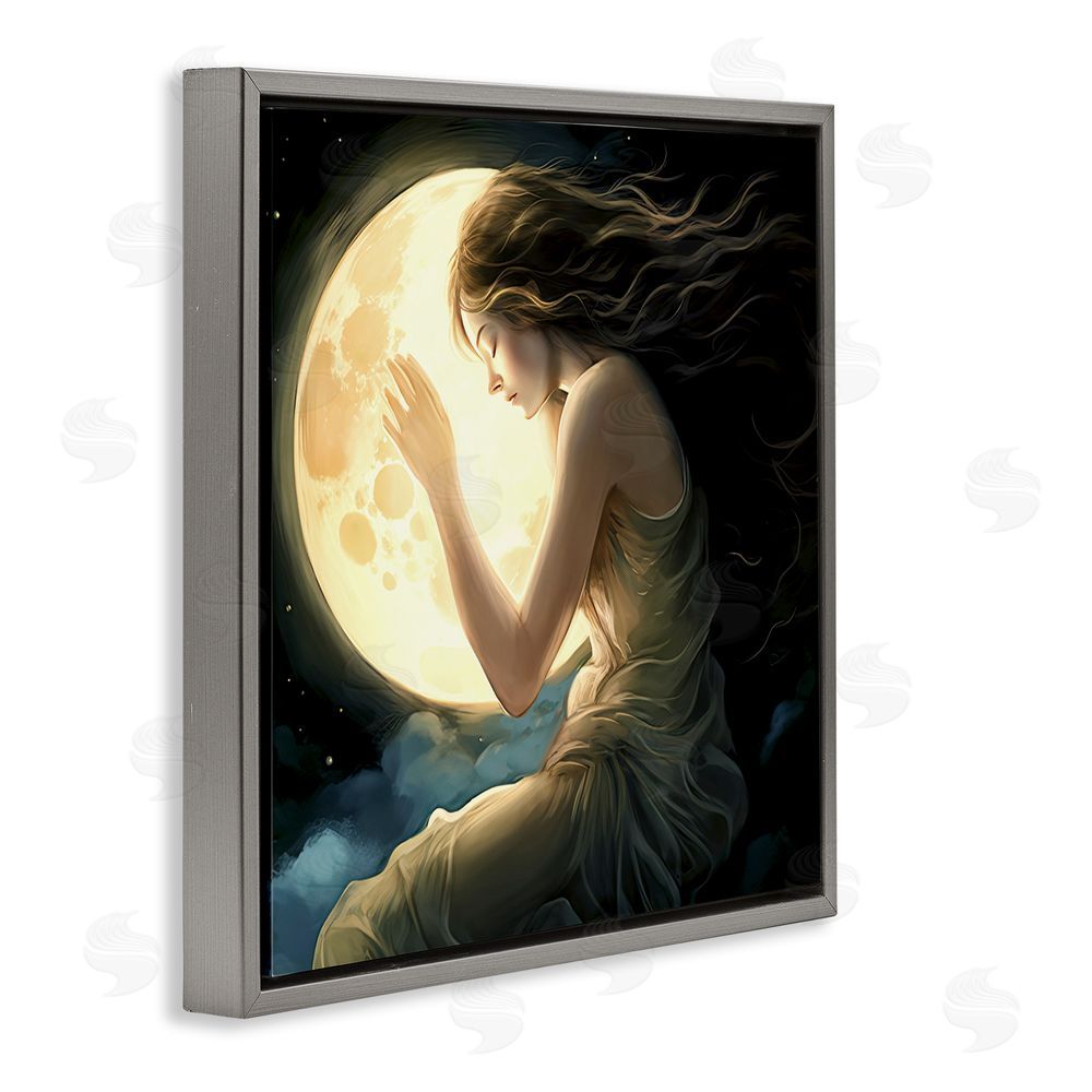 Sasha Ethereal Moon Love Gray Floating Frame Canvas Wall Art Print