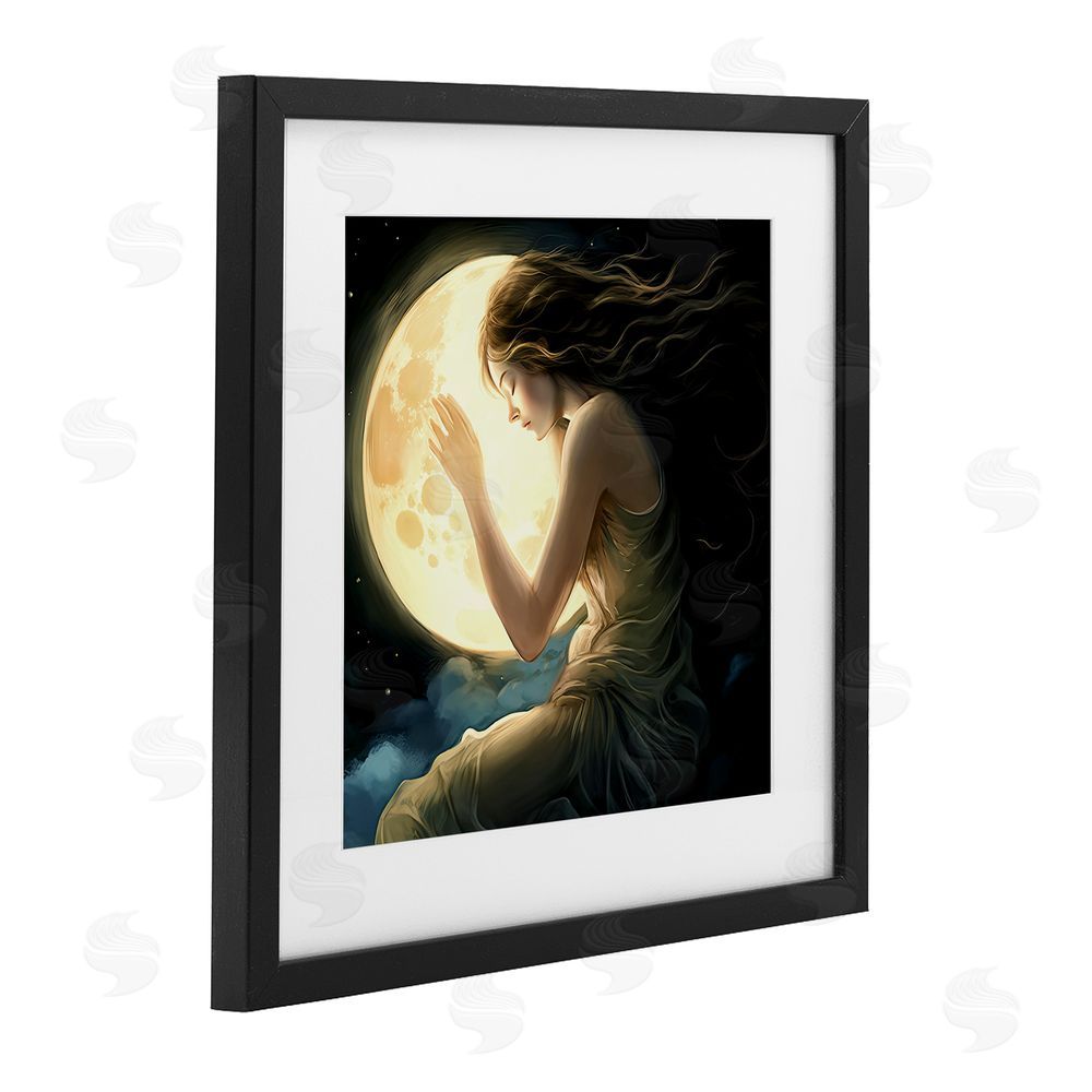 Sasha Ethereal Moon Love Black Framed Print Under Glass Wall Art
