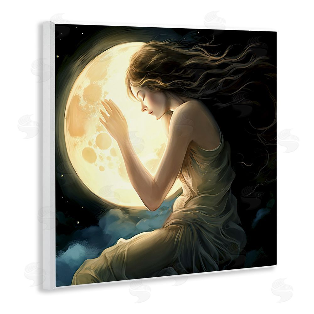 Sasha Ethereal Moon Love Wooden Wall Plaque Art Print