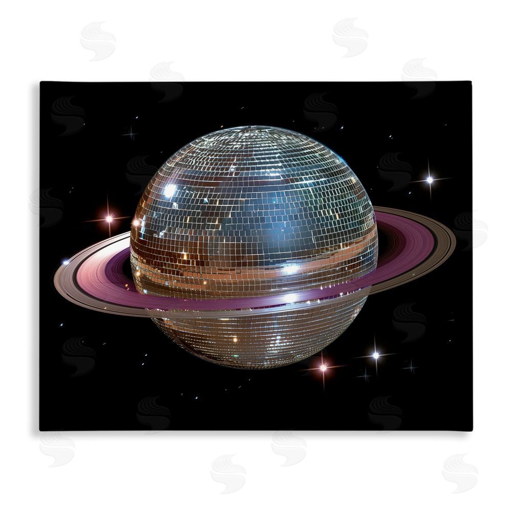 Decent Exposures Purple Disco Ball Planet Stretched Canvas Wall Art Print