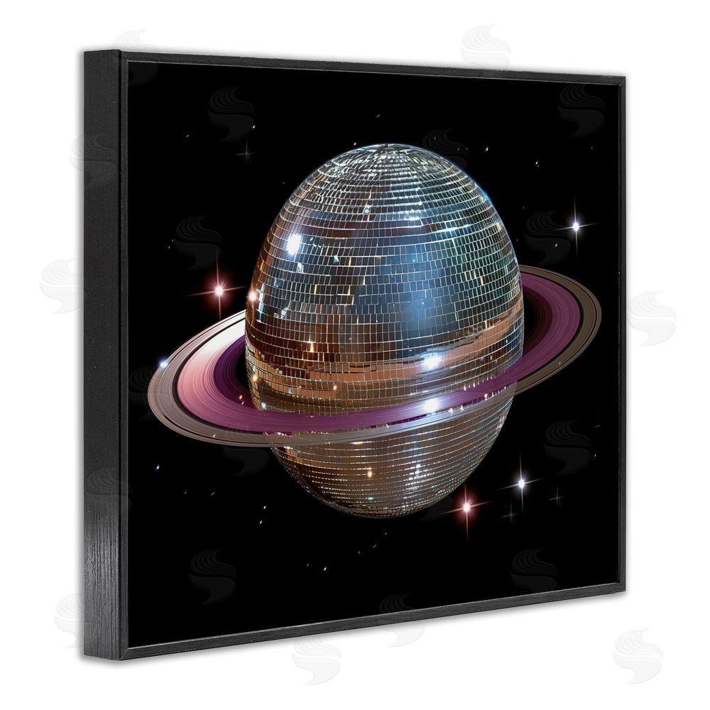 Decent Exposures Purple Disco Ball Planet Black Framed Giclee Print Wall Art