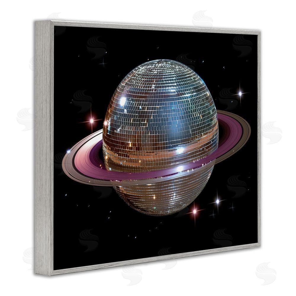 Decent Exposures Purple Disco Ball Planet Gray Framed Giclee Print Wall Art
