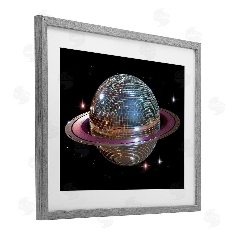 Decent Exposures Purple Disco Ball Planet Gray Framed Print Under Glass Wall Art