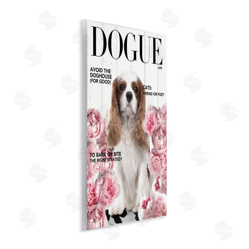 Sasha Funny Floral Dog Magazine Wooden Wall Plaque Art Print