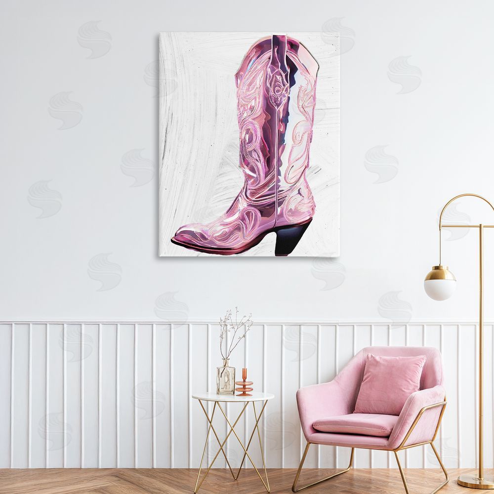 Sasha Cowgirl Cinderella's Boot Stretched Canvas Wall Art Print in Room